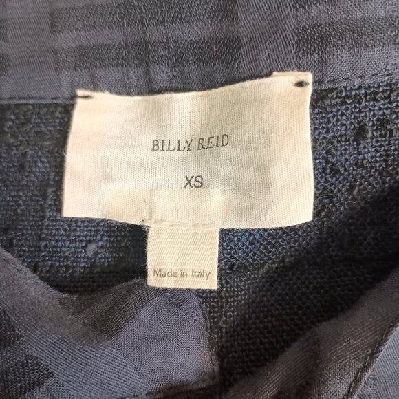 Billy Reid Women's XS Linen Blend Tweed Navy and Black Cap Sleeve Shift Dress - Picture 2 of 6